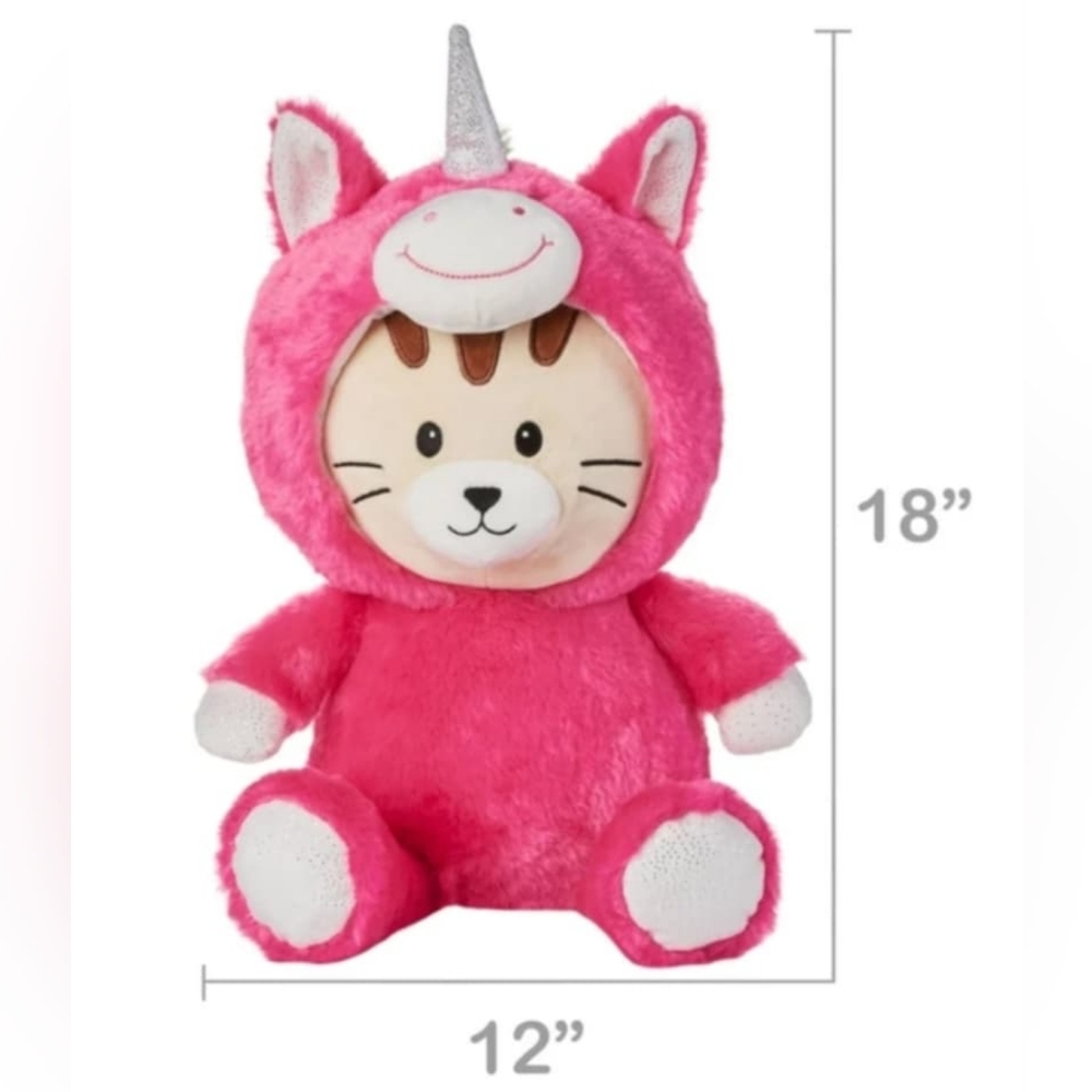 🤑Pink and Silver Stuffed Cat Plush Toy